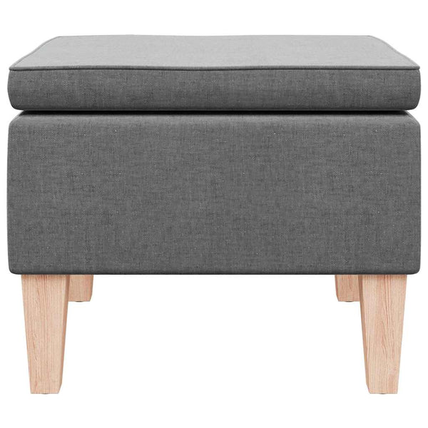 Dunkelgrauer Hocker mit Holzbeinen