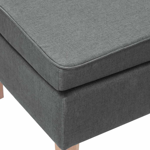 Dunkelgrauer Hocker mit Holzbeinen