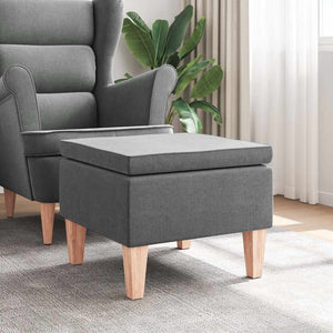 Dunkelgrauer Hocker mit Holzbeinen