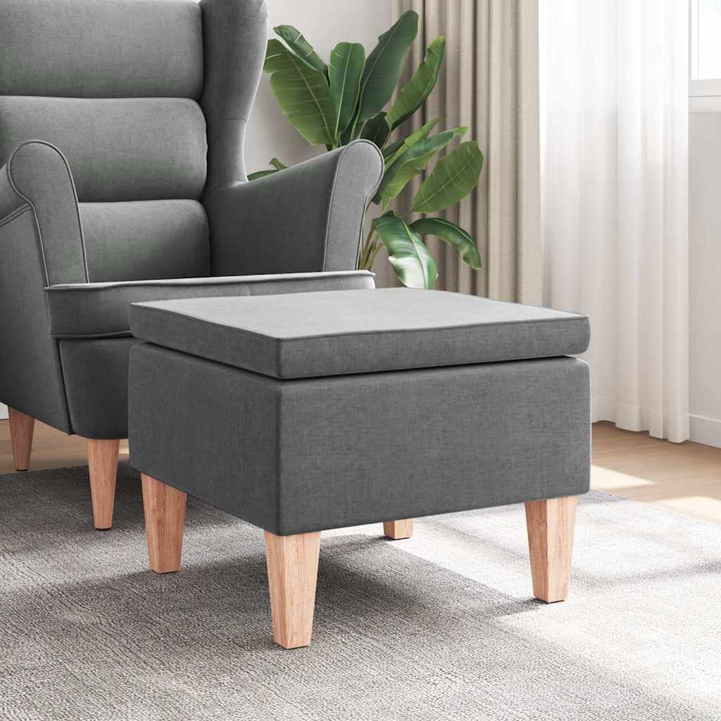 Dunkelgrauer Hocker mit Holzbeinen