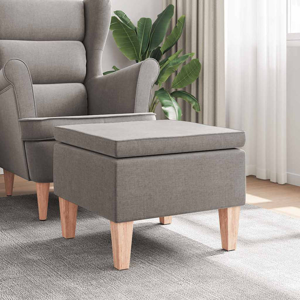Taupe Hocker mit Holzbeinen