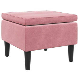 Rosa Samt Hocker mit Holzbeinen