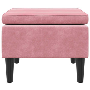 Rosa Samt Hocker mit Holzbeinen