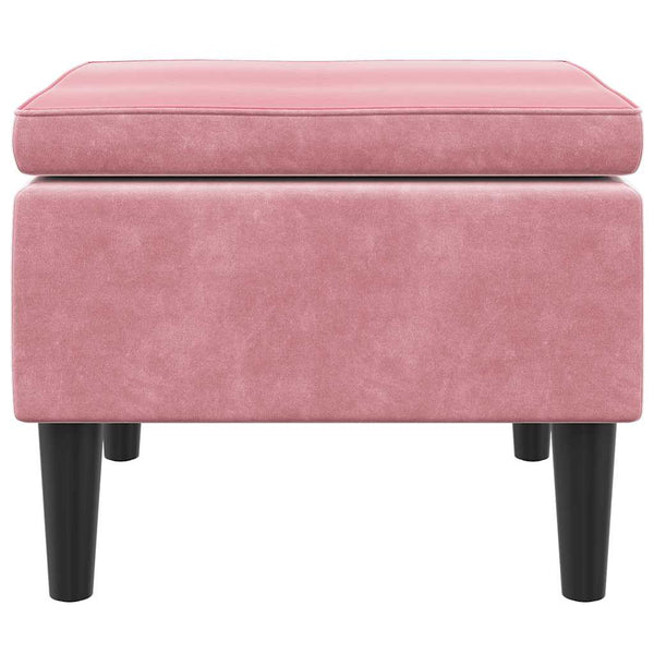 Rosa Samt Hocker mit Holzbeinen