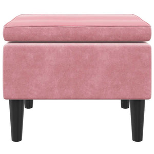 Rosa Samt Hocker mit Holzbeinen