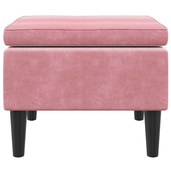 Rosa Samt Hocker mit Holzbeinen