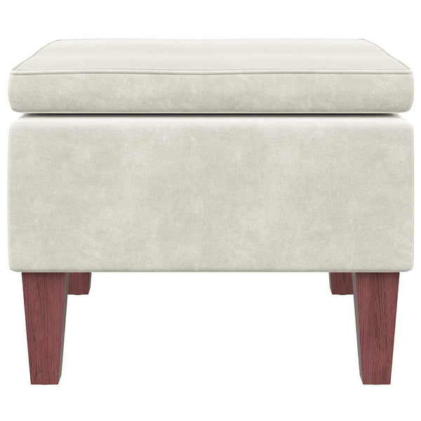 Creme Samt Hocker mit Holzbeinen