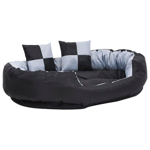 vidaXL Coussin réversible et lavable pour chien Gris et noir 110x80x23 cm