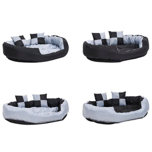 vidaXL Coussin réversible et lavable pour chien Gris et noir 110x80x23 cm
