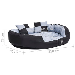 vidaXL Coussin réversible et lavable pour chien Gris et noir 110x80x23 cm