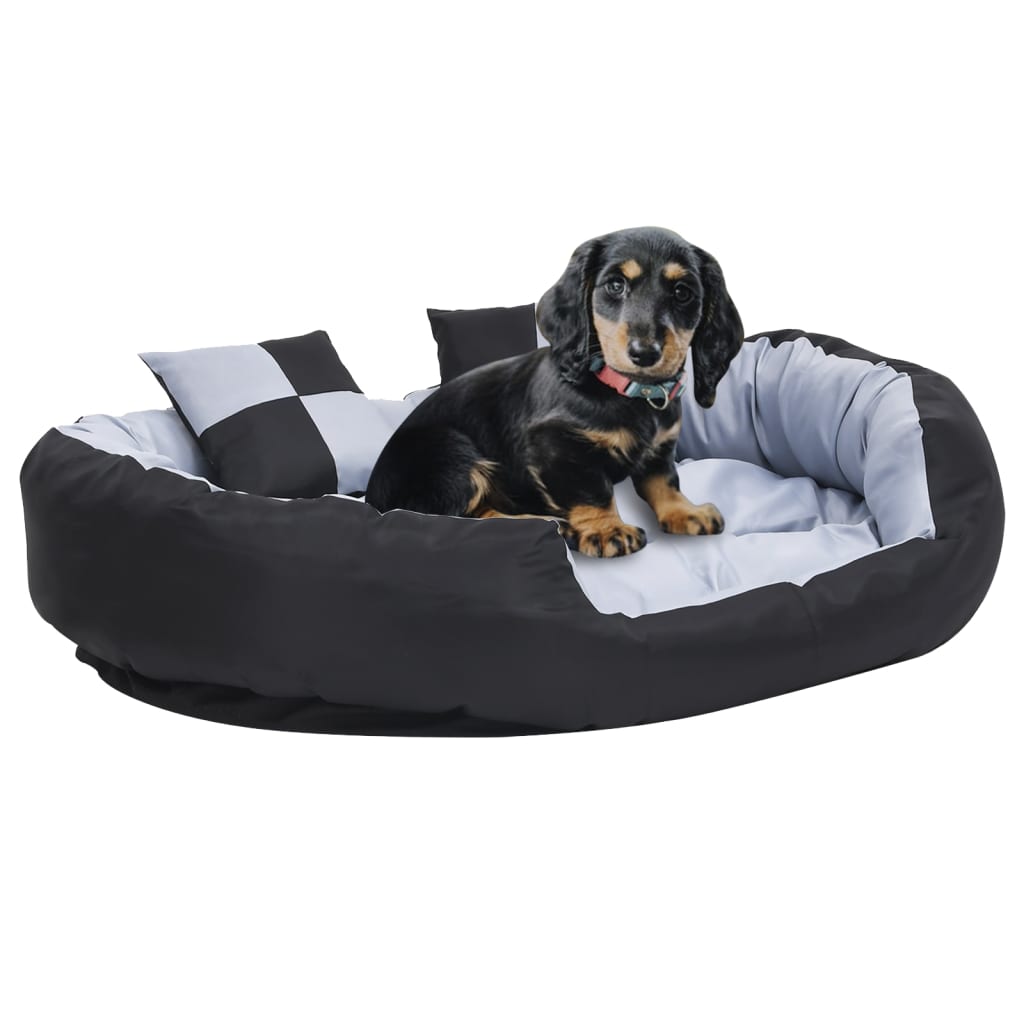 vidaXL Coussin réversible et lavable pour chien Gris et noir 110x80x23 cm