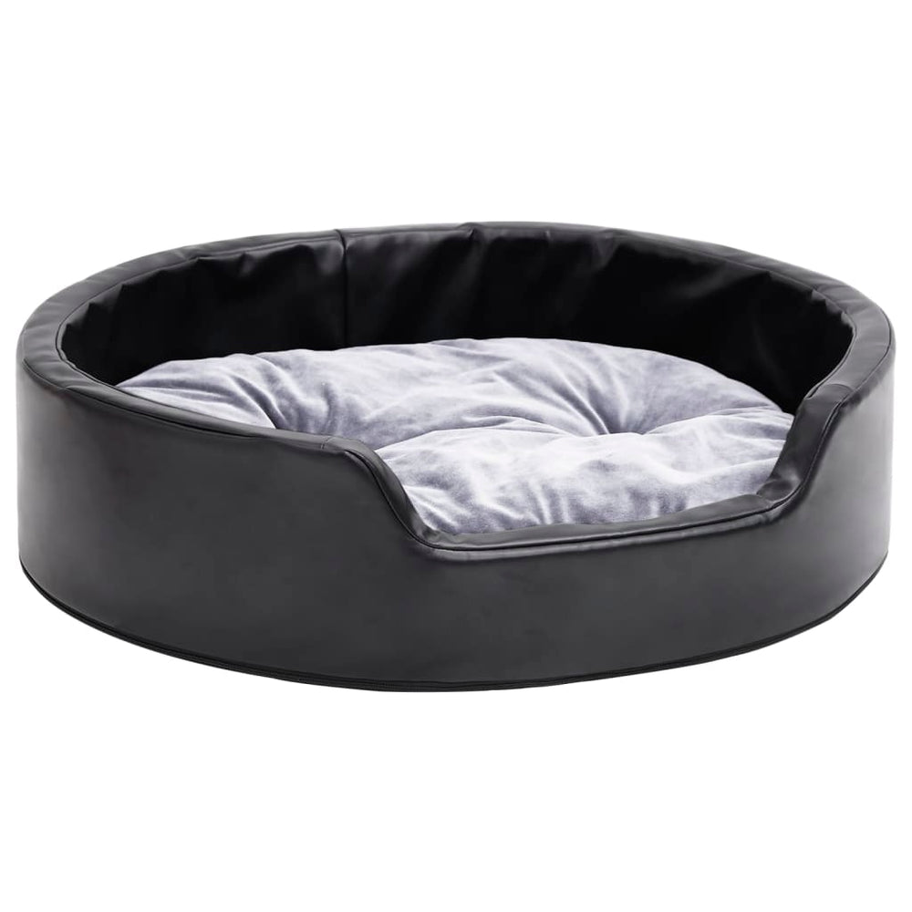 Hundebett Schwarz-Grau 69x59x19 cm Plüsch und Kunstleder