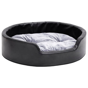 Hundebett Schwarz-Grau 69x59x19 cm Plüsch und Kunstleder