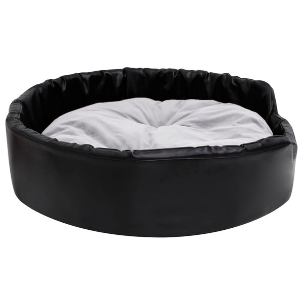 Hundebett Schwarz-Grau 90x79x20 cm Plüsch und Kunstleder