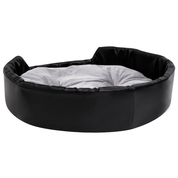 Hundebett Schwarz-Grau 90x79x20 cm Plüsch und Kunstleder