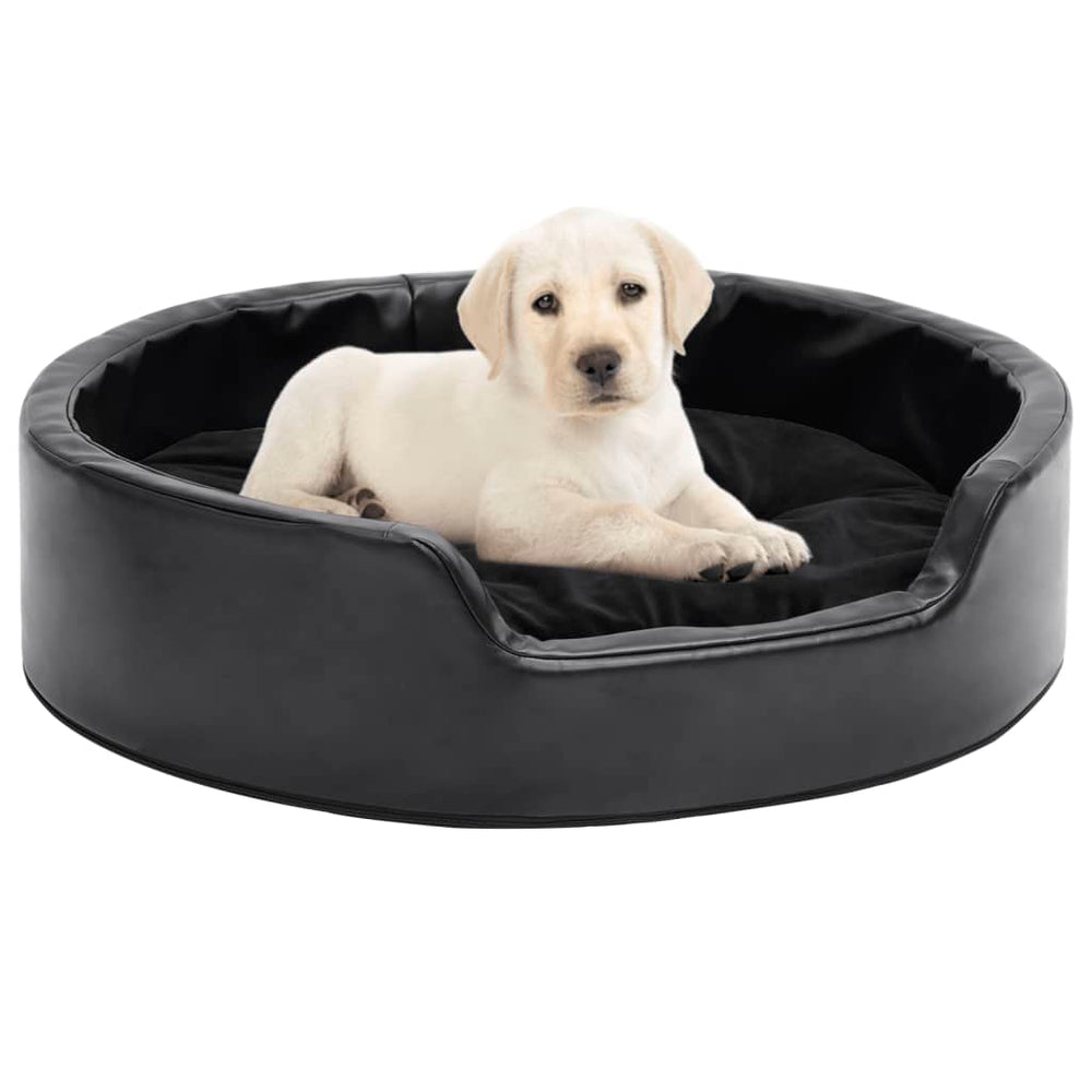 Hundebett Schwarz 69x59x19 cm Plüsch und Kunstleder