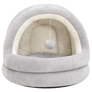 Katzenbett 40x40x35 cm Grau und Creme