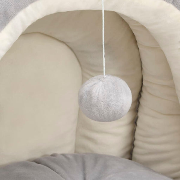 Katzenbett 40x40x35 cm Grau und Creme