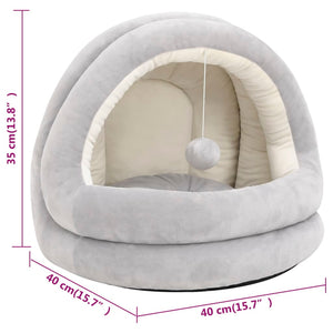 Katzenbett 40x40x35 cm Grau und Creme