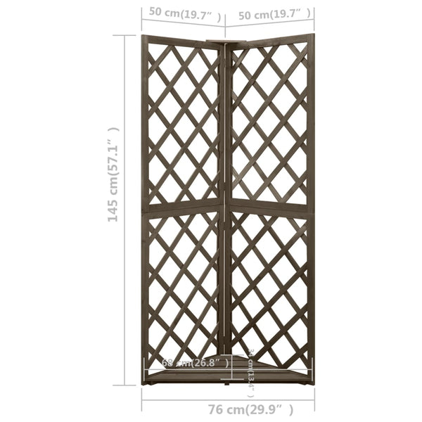 Eckspalier Grau 50x50x145 cm Massivholz Tanne