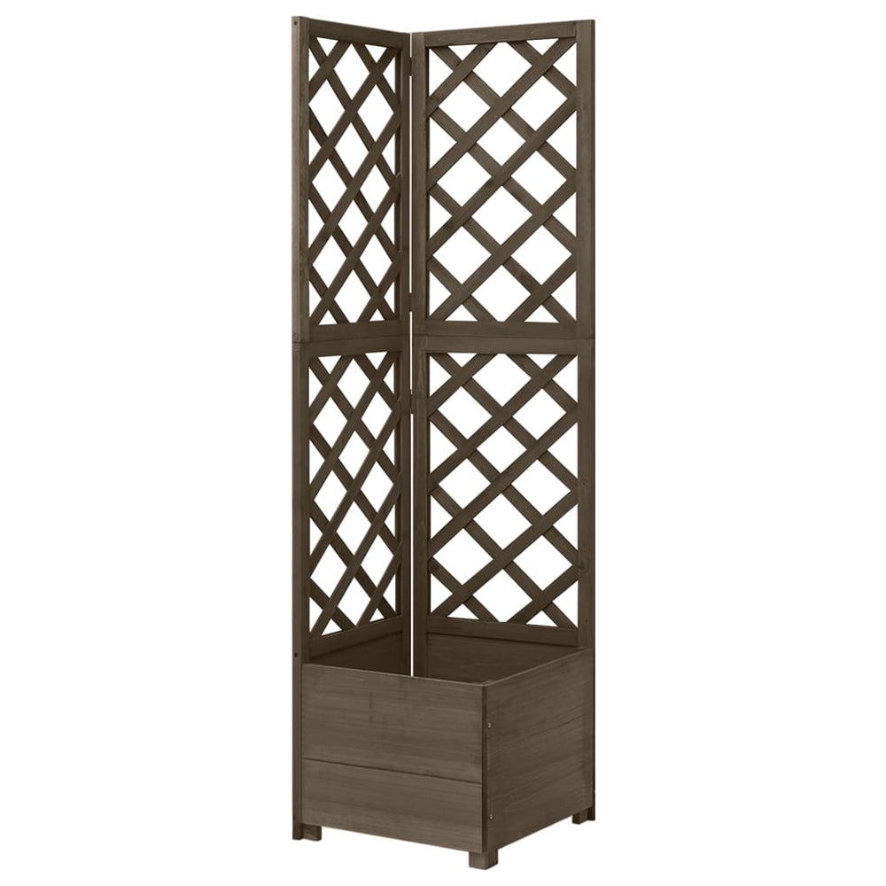 vidaXL Treillis d'angle avec jardinière Gris 40x40x150 cm Bois de sapin massif
