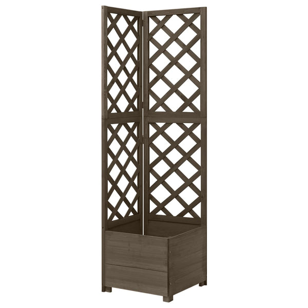 Eck-Spalier mit Pflanzkasten Grau 40x40x150cm Massivholz Tanne