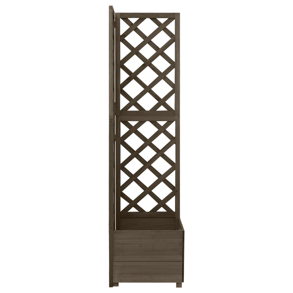 vidaXL Treillis d'angle avec jardinière Gris 40x40x150 cm Bois de sapin massif