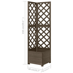 Eck-Spalier mit Pflanzkasten Grau 40x40x150cm Massivholz Tanne