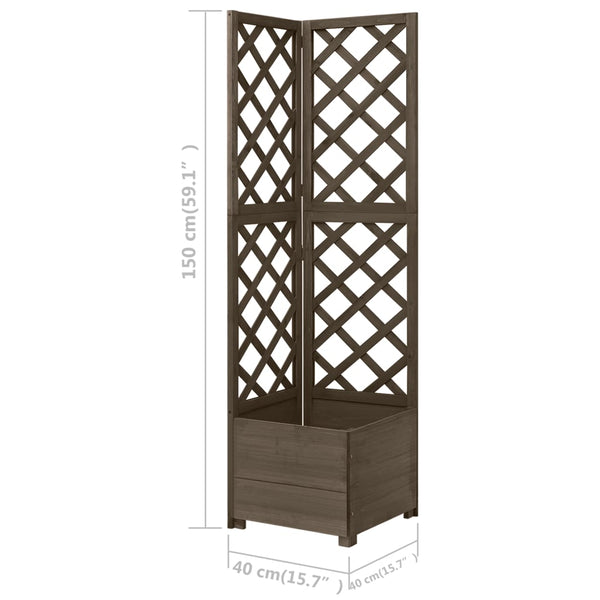 Eck-Spalier mit Pflanzkasten Grau 40x40x150cm Massivholz Tanne