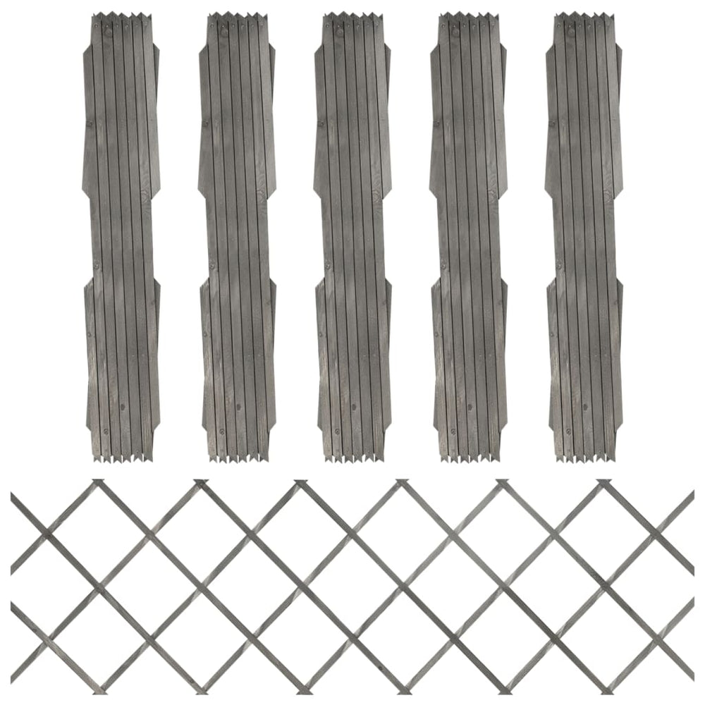 Rankzäune 5 Stk. Grau Massivholz Tanne 180x60 cm