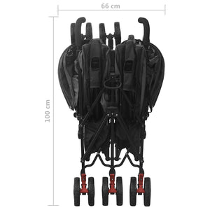vidaXL Poussette double anthracite Acier