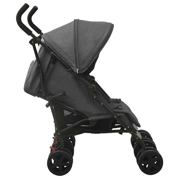 vidaXL Poussette double anthracite Acier