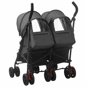 vidaXL Poussette double anthracite Acier