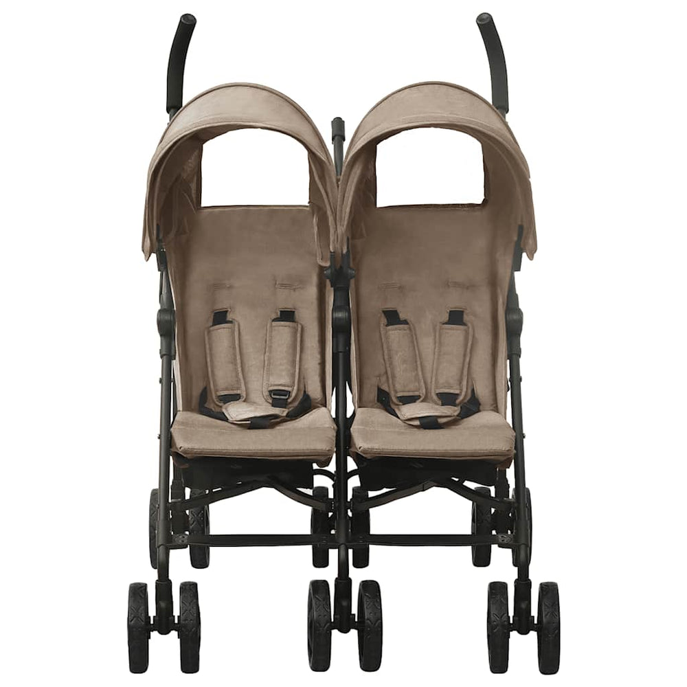 vidaXL Poussette double taupe en acier
