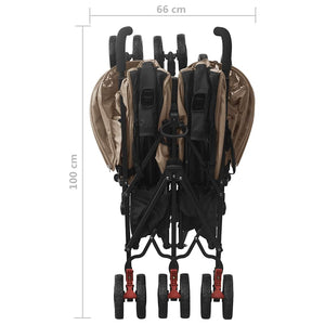vidaXL Poussette double taupe en acier