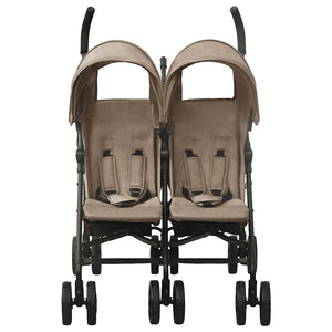 vidaXL Poussette double taupe en acier