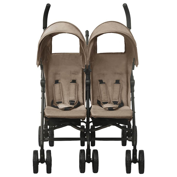 vidaXL Poussette double taupe en acier