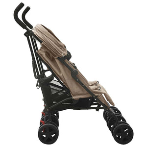 vidaXL Poussette double taupe en acier
