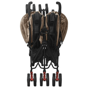 vidaXL Poussette double taupe en acier