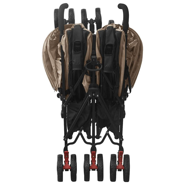 vidaXL Poussette double taupe en acier