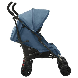 vidaXL Poussette double Acier bleu marine