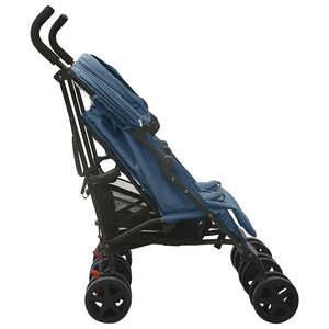 vidaXL Poussette double Acier bleu marine