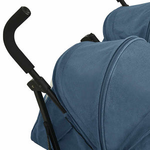 vidaXL Poussette double Acier bleu marine