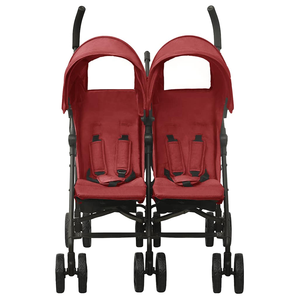 vidaXL Poussette double rouge Acier