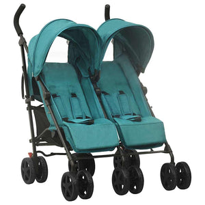 vidaXL Poussette double verte en acier