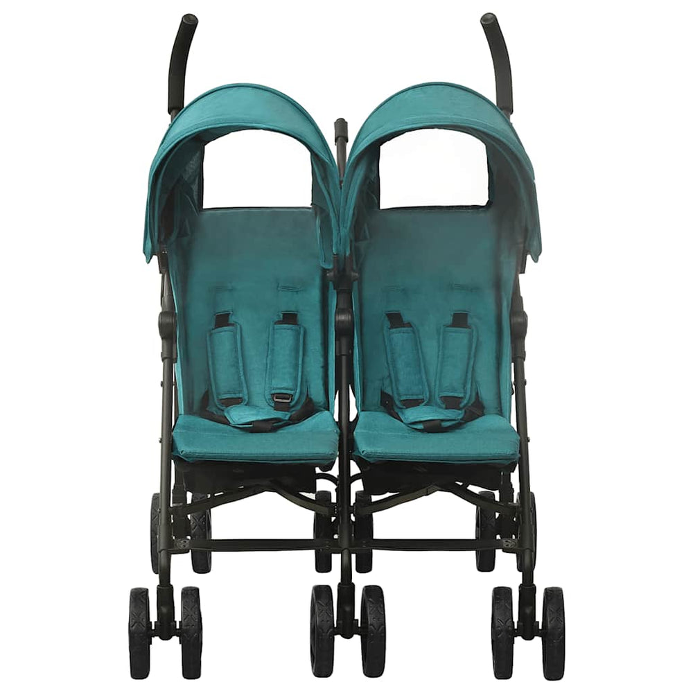 vidaXL Poussette double verte en acier
