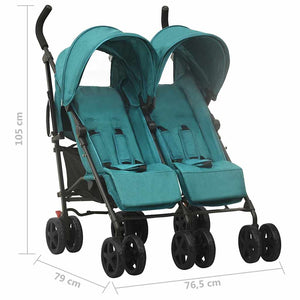 vidaXL Poussette double verte en acier