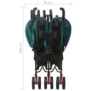 vidaXL Poussette double verte en acier