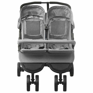 vidaXL Poussette double gris clair acier