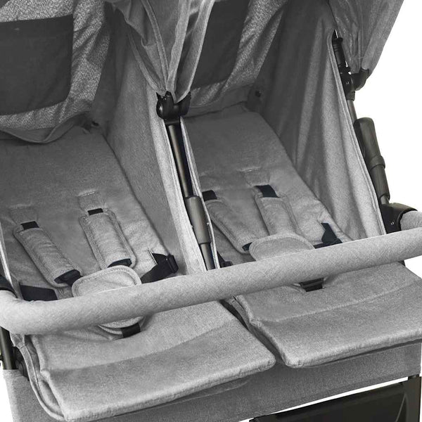 vidaXL Poussette double gris clair acier